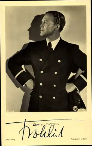 Ak Schauspieler Gustav Fröhlich, Ross Verlag 2023/2, Portrait, Uniform, Autogramm