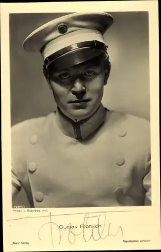 Ak Schauspieler Gustav Fröhlich, Portrait, Filmkostüm, Uniform, Autogramm