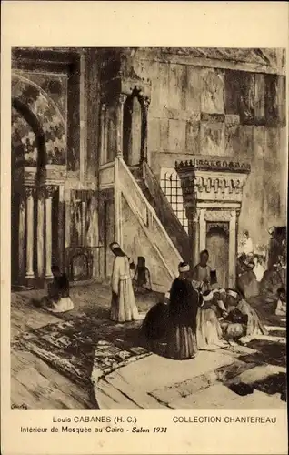 Ak Kairo Kairo Ägypten, Innenraum der Moschee, Louis Cabanes