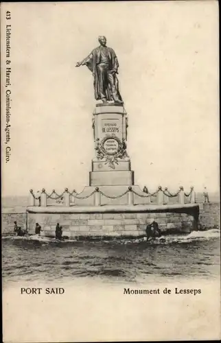 Ak Port Said Ägypten, Lesseps-Denkmal