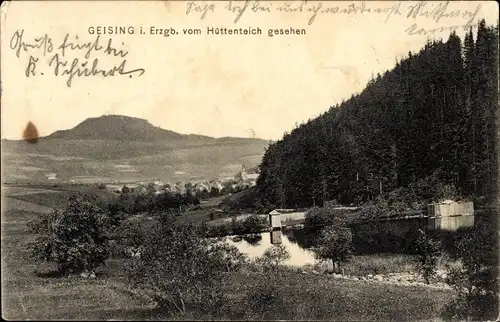 Ak Geising Altenberg im Erzgebirge, Hüttenteich, Panorama