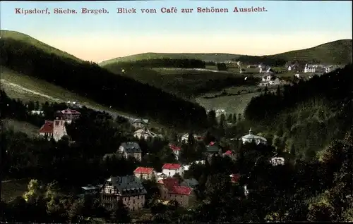 Ak Kipsdorf Altenberg im sächsischen Erzgebirge, Blick vom Café zur Schönen Aussicht