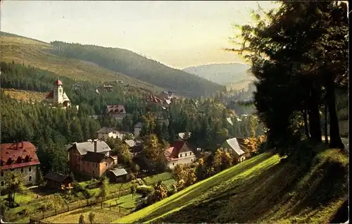Ak Kipsdorf Altenberg im Erzgebirge, Talblick von Oberkipsdorf aus