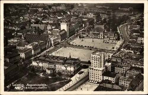 Ak Leipzig in Sachsen, Augustusplatz, Fliegeraufnahme