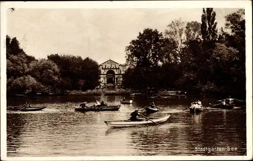 Ak Karlsruhe in Baden, Stadtgarten-See, Boote