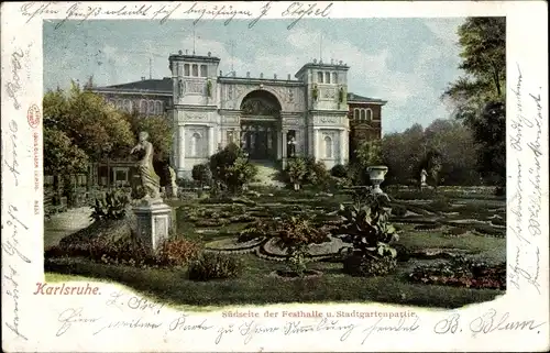Ak Karlsruhe in Baden, Festhalle, Stadtgarten