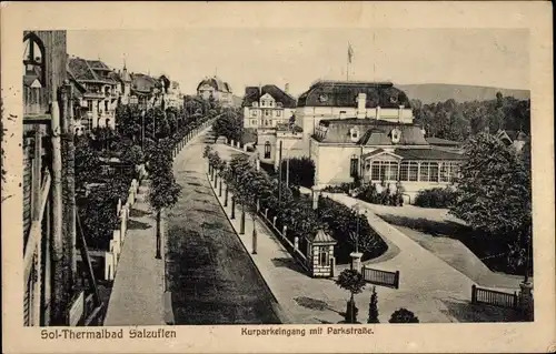 Ak Bad Salzuflen, Sol Thermalbad, Kurparkeingang, Parkstraße