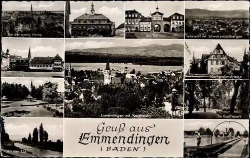 Ak Emmendingen im Breisgau Baden, Strandbad, Rathaus, Tor, Marktplatz