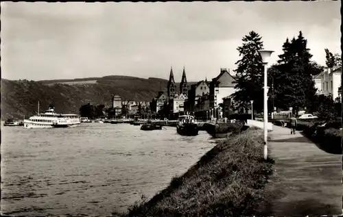 Ak Boppard am Rhein, Schiff, Ufer