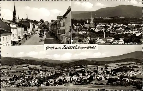 Ak Zwiesel im Bayerischen Wald, Rachel, Stadtplatz