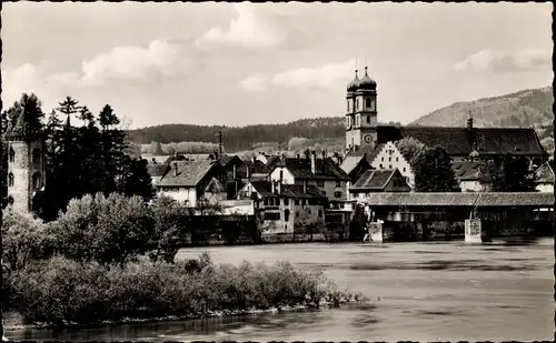 Ak Bad Säckingen am Hochrhein, Holzbrücke, Münster, Diebs-Turm