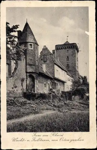 Ak Zons Dormagen am Rhein, Wacht- und Zollturm von Osten