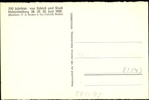 Ak Hohenlimburg Hagen in Westfalen Ruhrgebiet, Kostümierte, 700 Jahrfeier