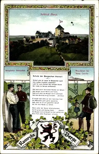 Lied Ak Burg an der Wupper Solingen, Schloss Burg, Bergische Schleifer, Heimatlied, Wanderer