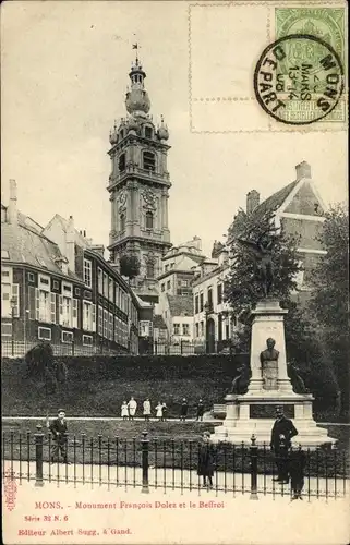 Ak Mons Wallonia Hennegau, Monument-Francois-Dolez, Der Belfried