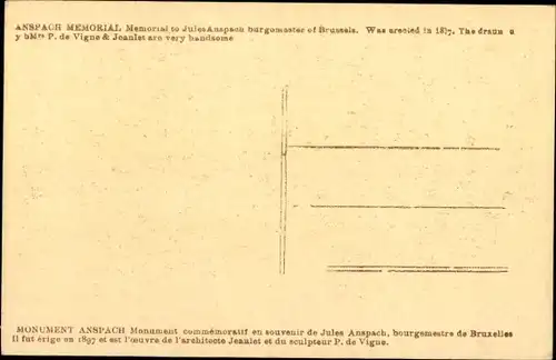 Ak Brüssel Brüssel, Anspach-Denkmal