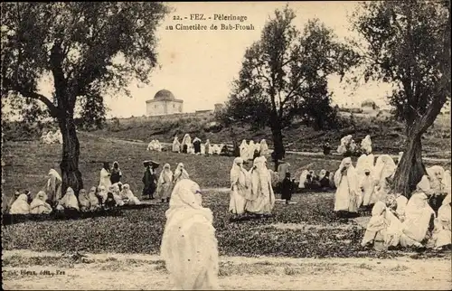 Ak Fez Fez Marokko, Pilgerreise zum Bab Ftouh Friedhof