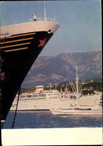 Ak Russland, Dampfer im Hafen