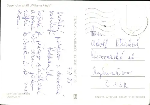 Ak Segelschulschiff Wilhelm Pieck