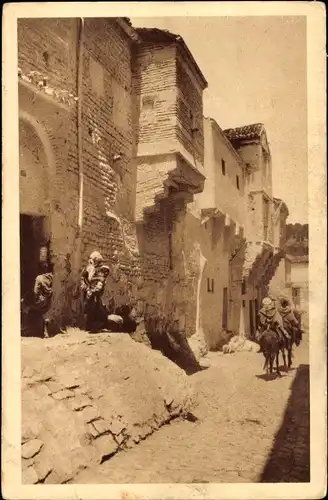 Ak Constantine, Algerien, Straße und Häuser im indigenen Viertel