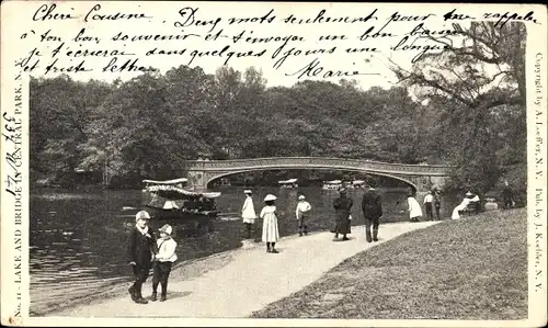 Ak New York City USA, See, Brücke, Central Park