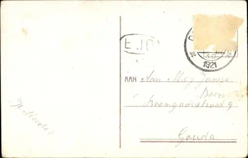 Gedicht Passepartout Ak Grüße aus, Frau mit Blumen