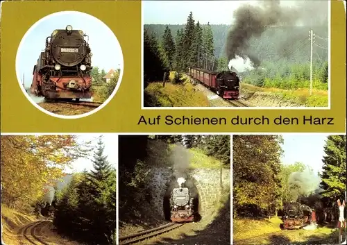 Ak Deutsche Eisenbahn, Harzquerbahn, Auf Schienen durch den Harz, Dampflok