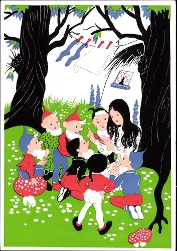 Künstler Ak Märchen Schneewittchen, Zwerge