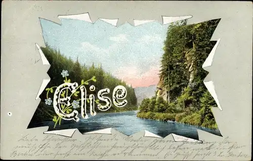 Passepartout Buchstaben Ak Vorname Elise, Flusslandschaft, Wald