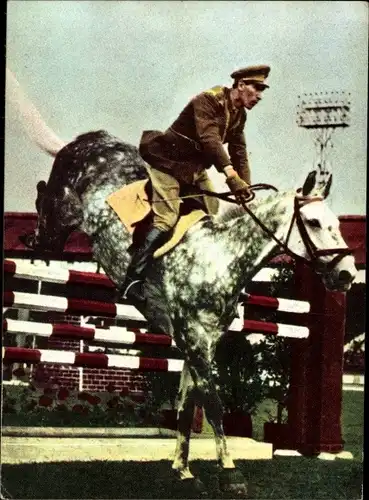 Sammelbild Heinerle, Springreiten, Capitano Piero d'Inzeo, Olympische Reiterspiele in Stockholm