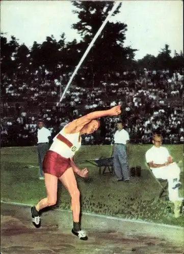 Sammelbild Heinerle, Leichtathletik, Heiner Will, Deutscher Meister im Speerwerfen 1948, 1955