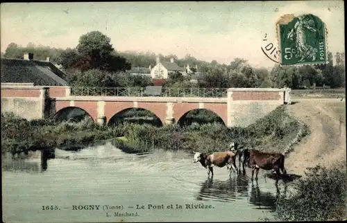 Ak Rogny Yonne, Le Pont et la Rivière
