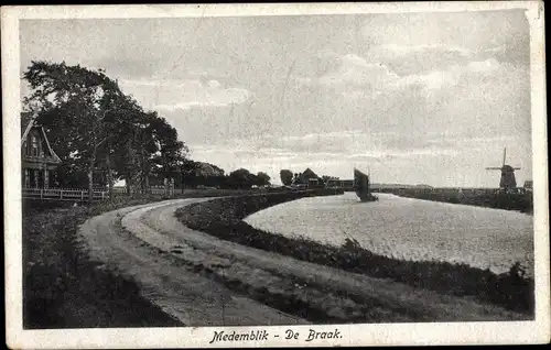 Ak Medemblik Nordholland Niederlande, De Braak, Windmühle