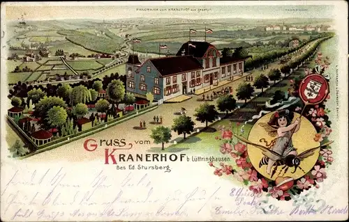 Litho Lüttringhausen Remscheid im Bergischen Land, Restaurant Kranerhof, Elfe auf einer Biene