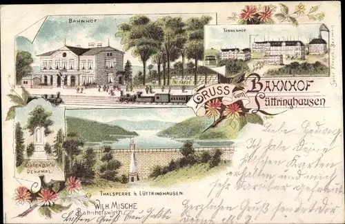 Litho Lüttringhausen Remscheid im Bergischen Land, Talsperre, Bahnhof, Tannenhof, Restaurant