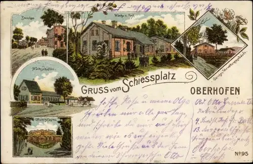 Litho Oberhoffen sur Moder Oberhofen Elsaß Bas Rhin, Schießplatz, Wache, Post