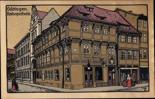 Steindruck Ak Göttingen in Niedersachsen, Ratsapotheke