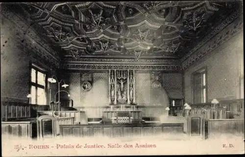 Ak Rouen Seine Maritime, Palais de Justice, Salle des Assises