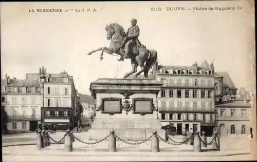 Ak Rouen Seine Maritime, Statue Napoleon I.