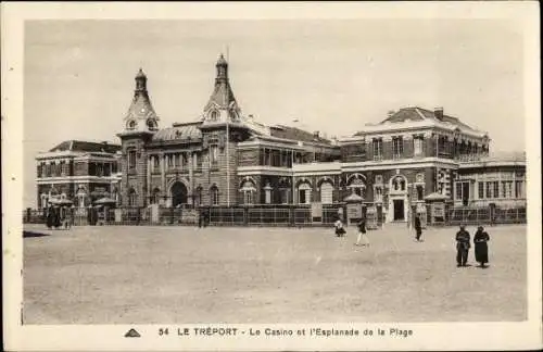 Ak Le Tréport Seine Maritime, Casino, Esplanade de la Plage