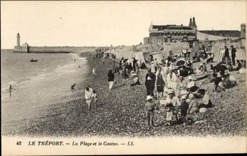 Ak Le Tréport Seine Maritime, Strand, Casino