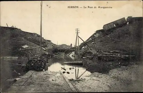 Ak Hirson Aisne, Le Pont de Marquenoise