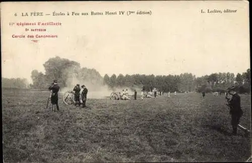 Ak La Fère Aisne, Feuerwehrschulen in Buttes Henri IV, 17. Artillerie-Regiment