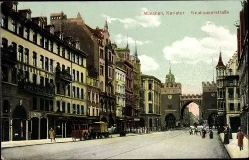 Ak München, Karlstor, Neuhauserstraße