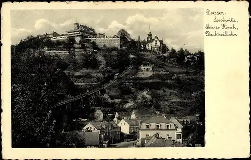 Ak Dresden Loschwitz, Weißer Hirsch, Drahtseilbahn