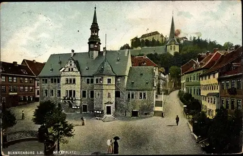 Ak Blankenburg am Harz, Marktplatz, Rathaus, Kirche