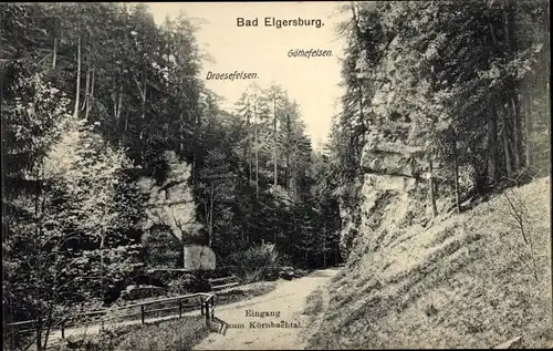 Ak Bad Elgersburg in Thüringen, Körnbachtal, Goethefelsen, Droesefelsen