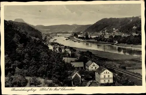 Ak Bad Schandau Sächsische Schweiz, Elbsandsteingebirge, Panorama