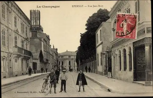 Ak Épernay Marne, Rue Jean-Moet
