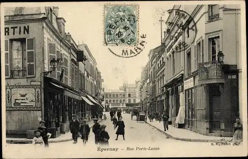 Ak Épernay Marne, Rue Porte-Lucas